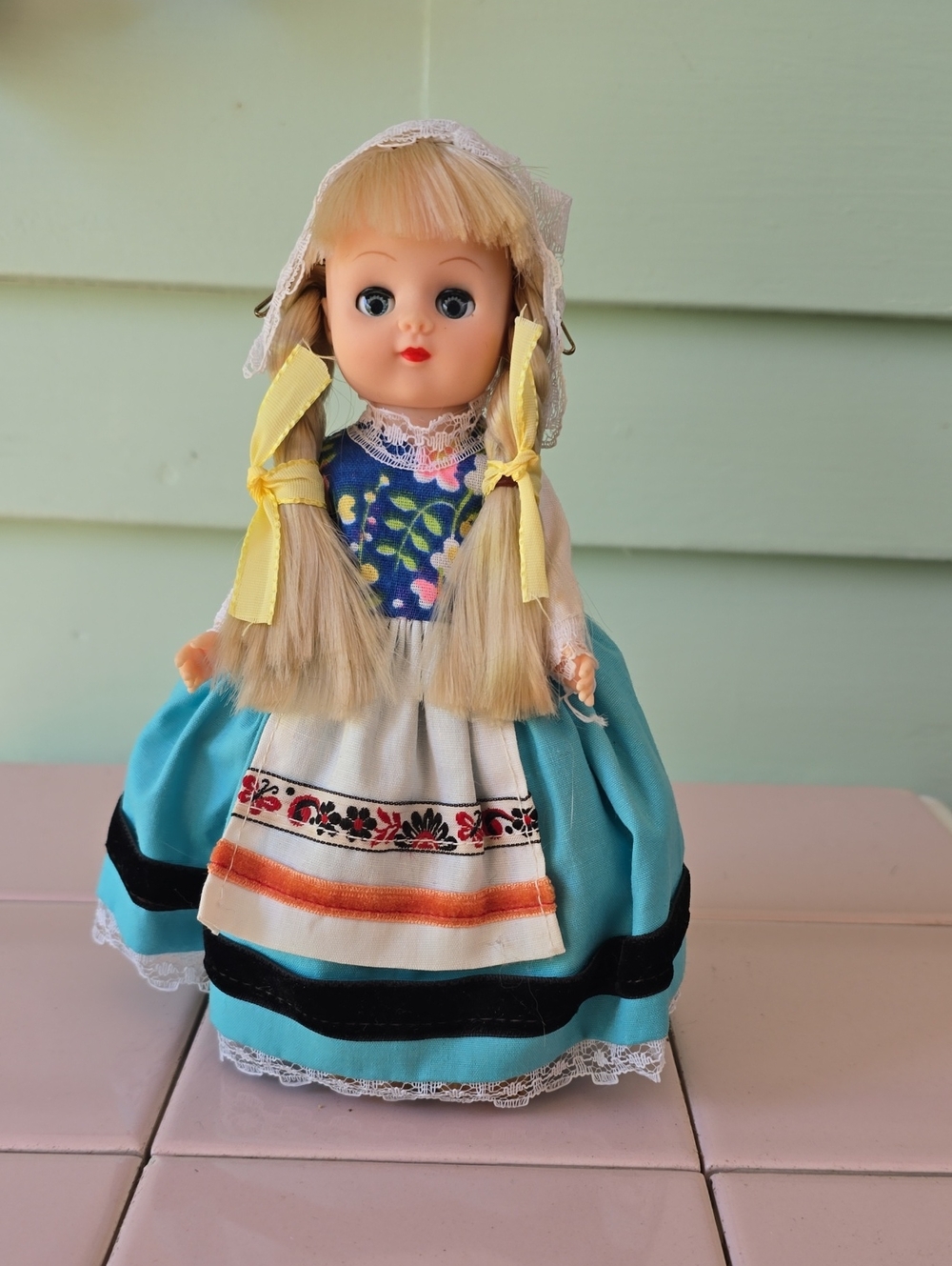 Vintage hard plastic doll in Dutch traditional costume